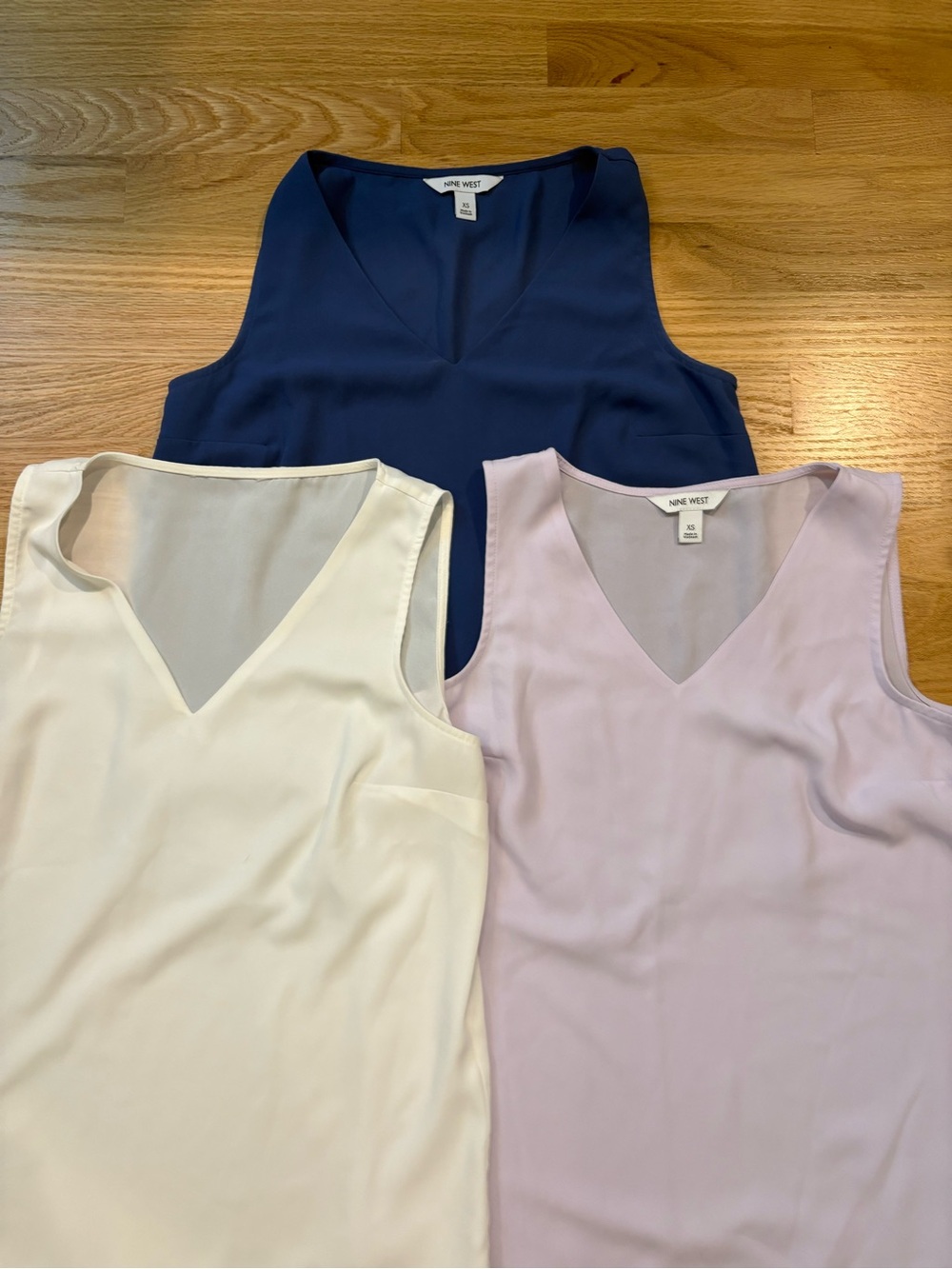 Nine West Women's V-Neck Sleeveless Top - Slate,Cream, Lavender Sz Xs